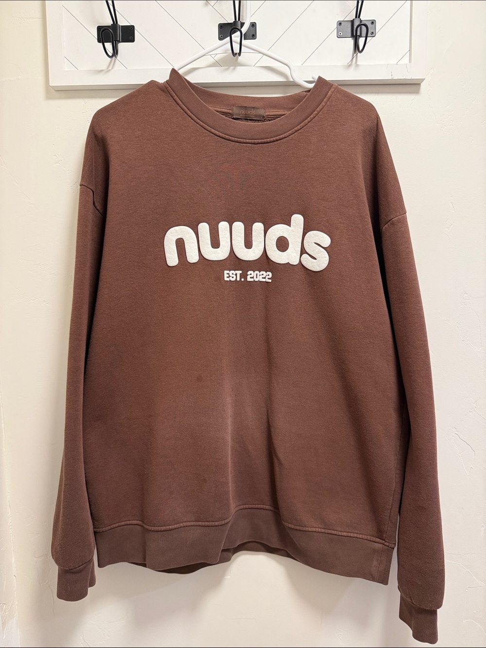 nuuds Brown Crewneck Sweatshirt with White Logo